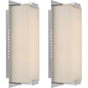 Lampe d'Escalier LED en Chrome, Applique avec Verre Dépoli, 6W, 470lm, Lumière Blanche Chaude, Lot de 2