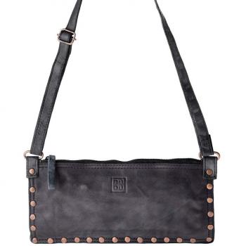 Tracolla Borsa Donna in Pelle Lavata Dudu Nera Slate con Borchie
