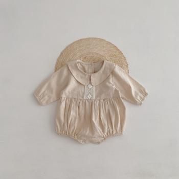 Modischer Lange Ärmel Overall in Einem Farbton, Koreanisches Design für Baby-Mädels