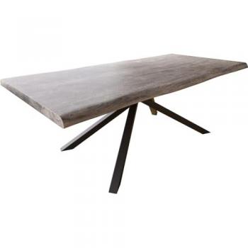 DELIFE Edge‑Tisch 220 × 100 cm – Akazie Platin, Rechteckig, Schwarz