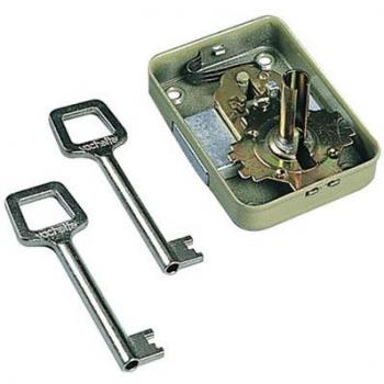 Serrure de meuble 3 gorges VACHETTE 224 plaque 60/35 droite