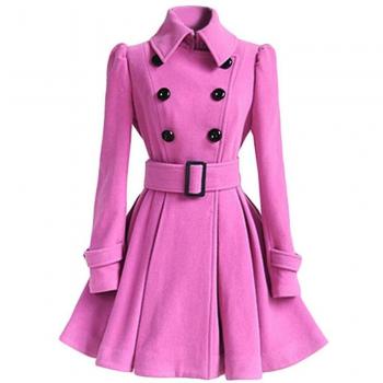 Abrigo de Lana Estilo Swing para Mujer