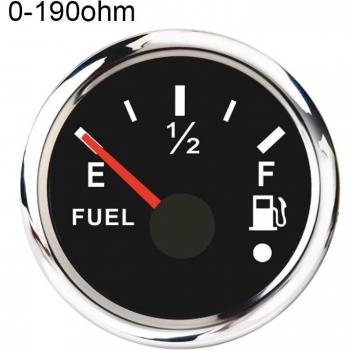 Marine Fuel Level Indicator 0-190 Ohm/240~33 Ohm 52mm with Red Backlight and Alarm for Boats and Cars 12V/24V