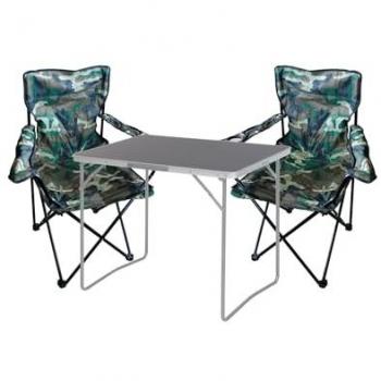 Mojawo Camping‑Tisch‑Anglerstuhl Set – 3‑teilig, klappbar, L80 xB60 xH68 cm