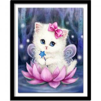 Pittura Rotonda Gatto 5D Full 20x30 cm