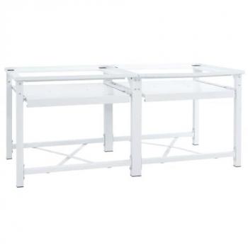 Plateforme double machine à laver avec étagères coulissantes blanches