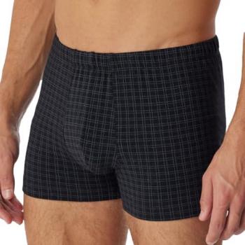 Schiesser Herren Shorts Bio Baumwolle schwarz kariert Casual Unterwäsche