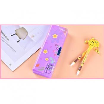 Boîte à crayons à double étage avec taille-crayon pour élèves