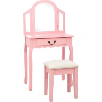 Set Mobili Toeletta & Sgabello Rosa 65x36x128
