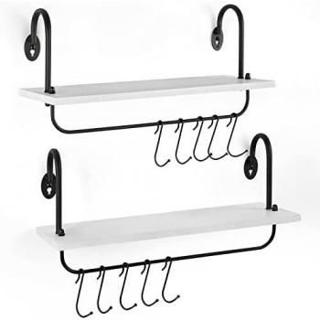 TRIENCY Kitchen Utensil Shelf with Towel Bar and Metal Hooks