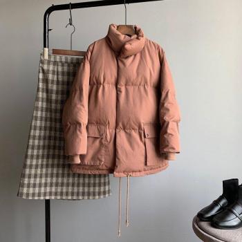 Parka Casual Coreano Beige Para Mujeres