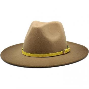 Sombrero Fedora Bicolor Unisex con Cinturón y Ala Ancha