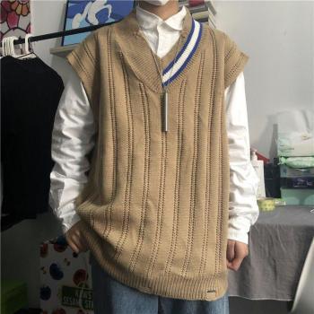 Koreaanse Streetwear Trui voor Heren – Los V-Hals Herfstvest