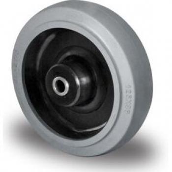 CASCOO R4E2 Edelstahl-Rollenlager Rad mit Elastik-Reifen, Ø 125 mm, PA-Felge