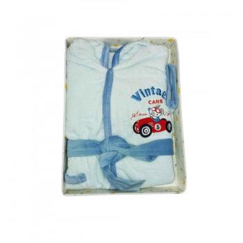 Albornoz infantil de rizo de algodón para niño color cielo 12 m Ellepi