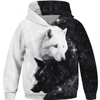 Sweat à Capuche 3D Loup Enfant 10-13 Ans