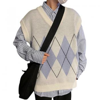 Couple Teens Patchwork V-neck Sleeveless Waistcoat