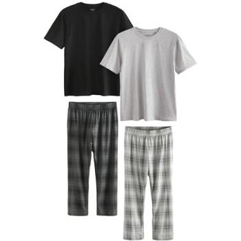 Next Herren-Jersey-Pyjama 2er Pack – Schwarz/ Grau Schachmuster