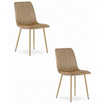 Sedia Lava “Velluto Marrone” con Gambe “Color Legno” (Doppio)
