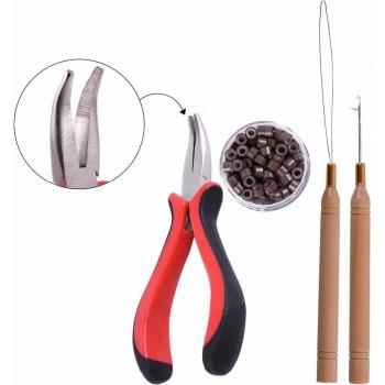 Micro Beads Hair Extension Tool Kit with 100 Links and Accessories