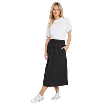 Jupe Midi Petite M&Co Popeline Noire 100 % Coton