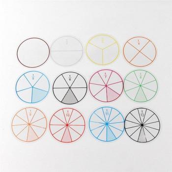 12pcs Plastic Numbered Fraction Circles Math Chips Teaching Aids for Kids