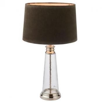 Netlighting Winslet Table Lamp Clear Hammered Glass Grey Velvet Shade