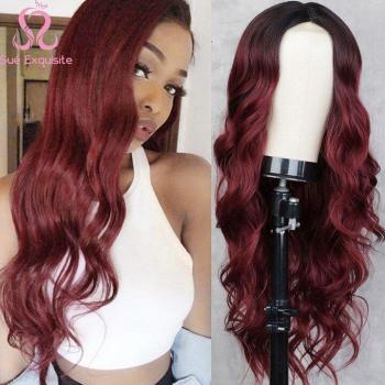 Red and Black Synthetic Wig for Black Women