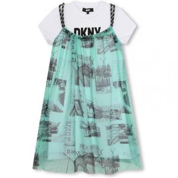 DKNY Robe à Bretelles Fille 5A 2en1