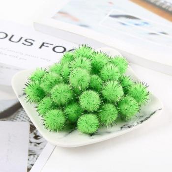 1.5CM 100pcs Colorful Glitter Hair Pompoms for Halloween and Christmas