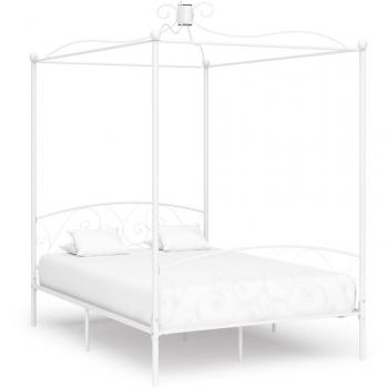 VidaXL 120x200 cm Canopy Bed Frame without Mattress White Metal