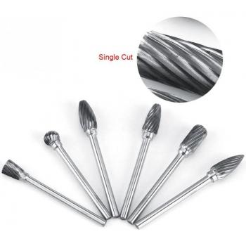 10pcs Tungsten Carbide Steel Rotary Burrs, 3mm Shank, 6mm Cutting Head Diameter