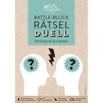 Battle-Block Rätsel-Duell   25 Duelle Für Je 2 Spieler: 100 % Recyclingpapier – Klimaneutrale Produktion – Unterstützt Aufforstungsprojekte: ... Auf Recyclingpapier (Pen2nature Books)