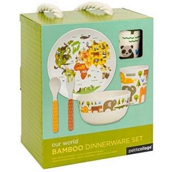 PETIT COLLAGE Geschirrset Bambus Natur, Multi/Farben, 19 x 12.1 x 22 cm