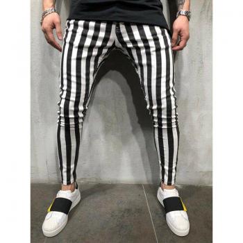 Pantalon confortable homme été noir et blanc