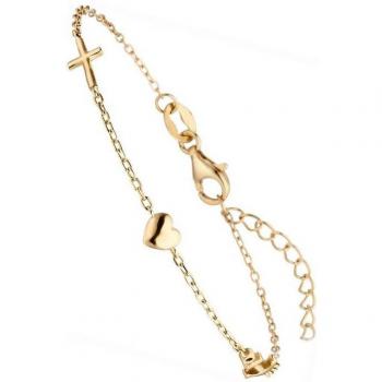 Armband JOBO Glaube Liebe Hoffnung, vergoldet, 19 cm