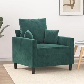 Sillón de terciopelo 60 cm color verde oscuro Torana