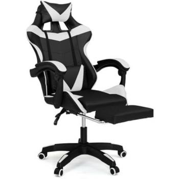 Fauteuil gamer ALEX avec coussin de tête noir et blanc