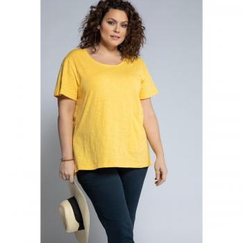 Plus Size Yellow Eco-Friendly Cotton Tee with Patch Pockets, Women's Size 24/26