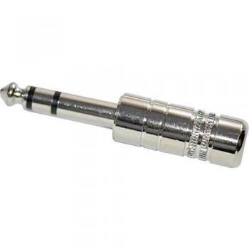 6.35 mm Stereo Male Plug, Straight, 3 Contacts, Silver