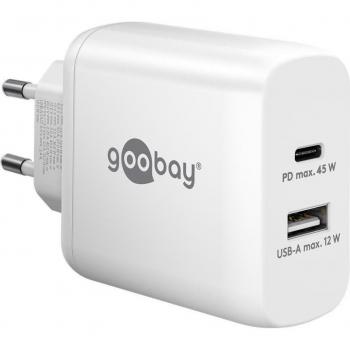 GOOBAY Compact 45W Dual Port Charger – USB-C & USB-A