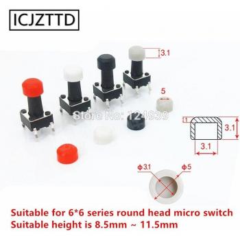 Petits bouchons 6×6 mm avec trou 3 mm, 100 pièces – Compatibles micro‑interrupteurs