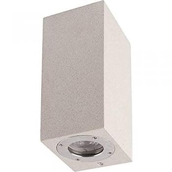 Levi Wall Lamp, Rectangular, 2 x GU10 (Max 12W), IP65, White Concrete, 2-Year Warranty