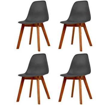 VidaXL Grey Plastic Dining Chair Set of 4