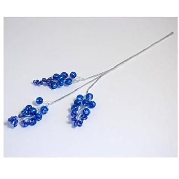 Blue Sapphire Crystal Berry Bundle – 3 Stems, 7 mm – Silver Edition