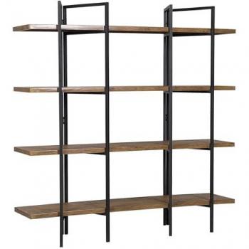 Estantería minimalista de 4 niveles en madera oscura Compton