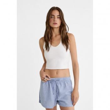 Stradivarius Petite – Trendige Striped‑Shorts im rustikalen Stil