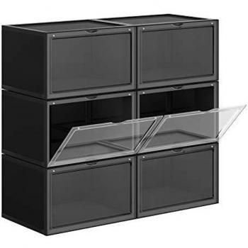 Organizzatore per Scarpe, Set di 6 Scatole Impilabili, Nero