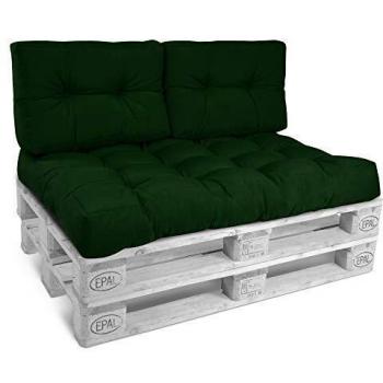 Beautissu Spalliera Cuscini per Pallet Eco Style Verde Scuro 120x40x10-20 cm