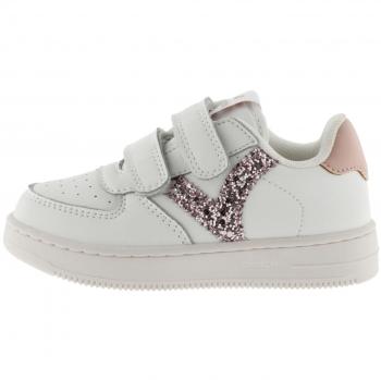 Zapatillas de Niña Victoria Piel Glitter Brillo Blanco